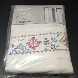 Discontinued IKEA Birgit Ljuv Fabric Curtain Panel Set 39" x 98" Embroidered NEW